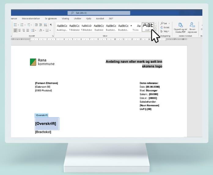 Bilde av PC og stiler i word - Klikk for stort bilde