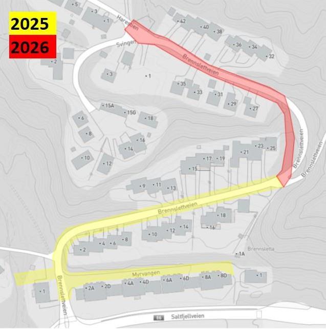kart som viser fremdriften i anleggsarbeider på selfors - Klikk for stort bilde
