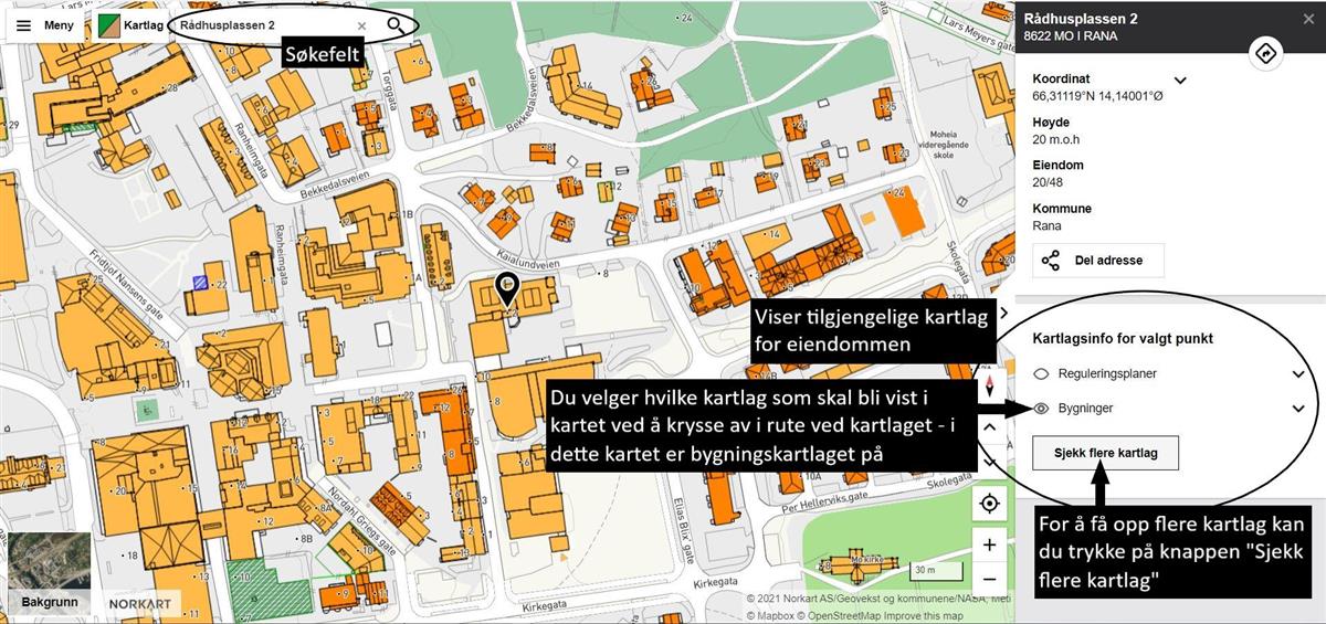 Skjermbilde av Kommunekart med brukerveiledning - Klikk for stort bilde