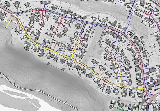 Kartutsnitt hvor området gjelder er markert med gult - Klikk for stort bilde