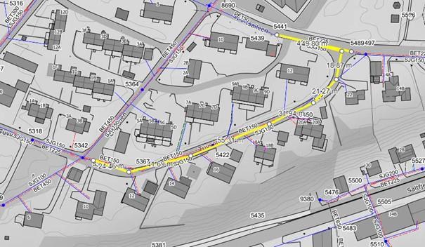 Kartutsnitt hvor området gjelder er markert med gult - Klikk for stort bilde